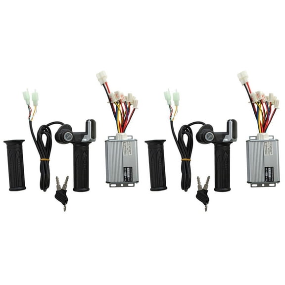 2X Electric Scooter Accessories Motor Brushed Controller & Throttle Twist Grip 48V 1000W for Electric Scooter Bicycle