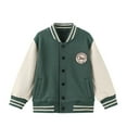 thumbnail image 2 of Hessimy Kids Varsity Jacket Girls Boys Baseball Jacket Bomber Coat School Uniform With Pocket Pearl Crop Fringe Workout Spring Jackets Checkered Jacket (Green,3-4 Years), 2 of 9
