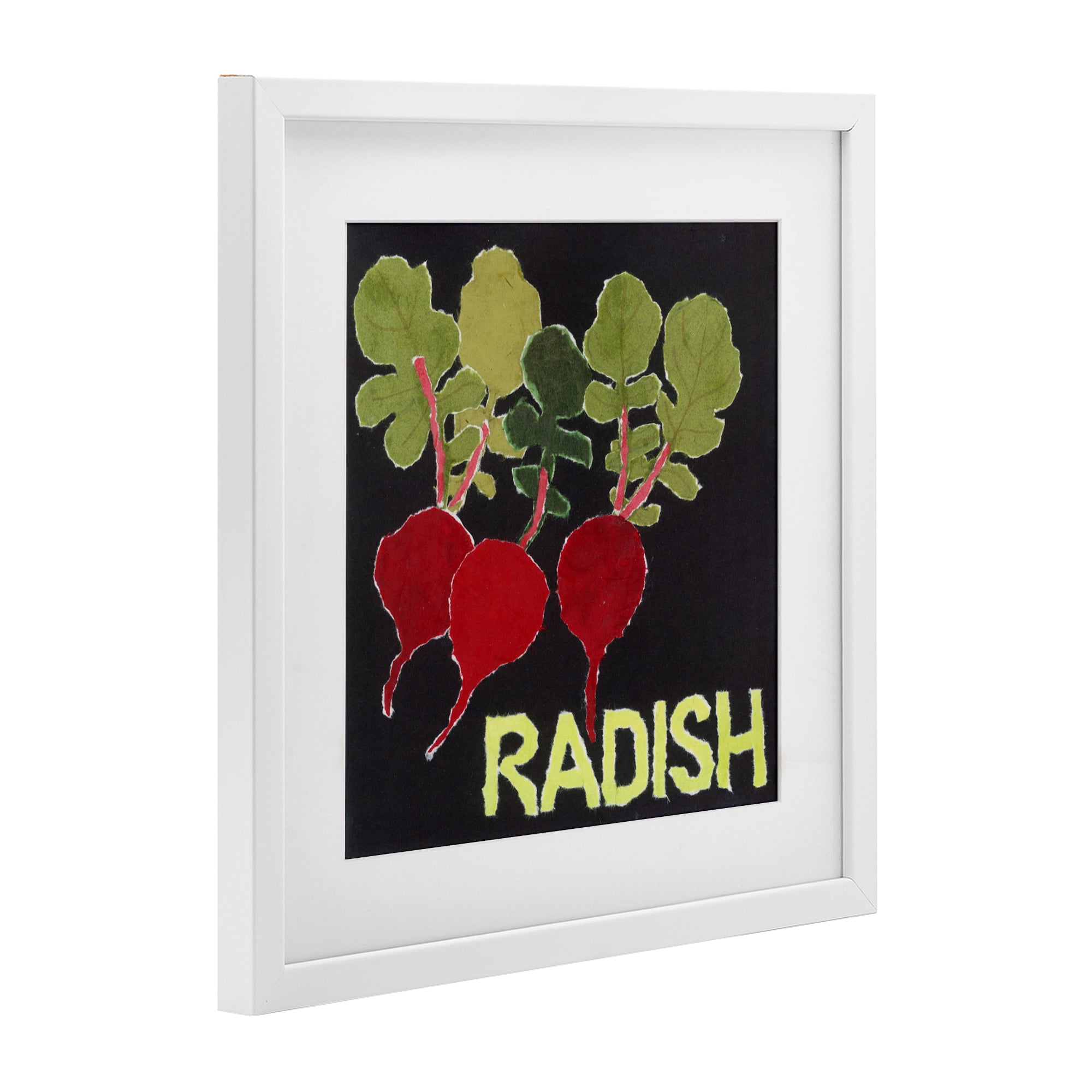 Stupell Industries Collaged Radish Vegetables White Framed Print Under Glass, design by Nancy Overton