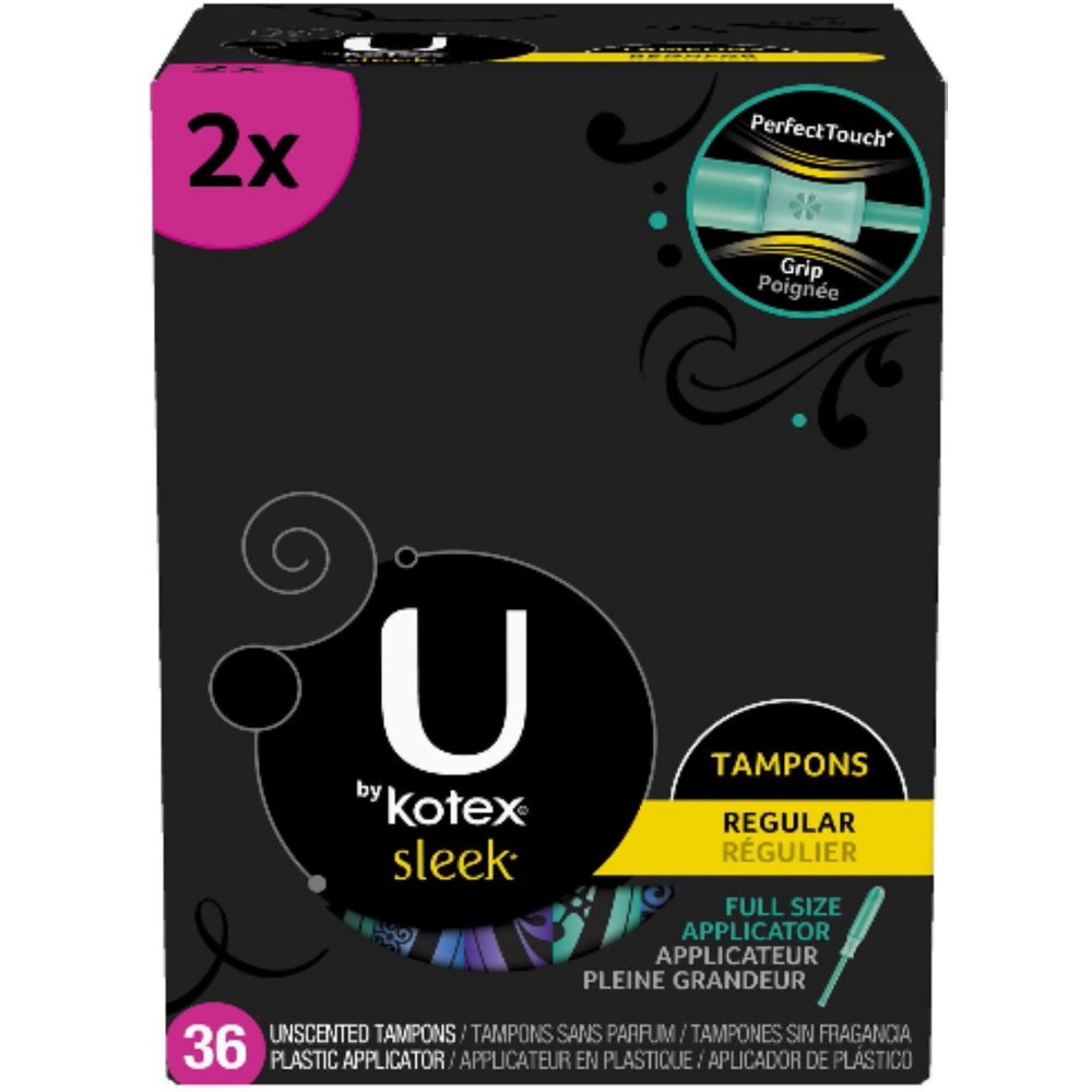 U by Kotex Sleek Tampons Unscented, Regular 36 ea (Pack of 2) Walmart