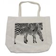 thumbnail image 1 of Safari Shopping Bag, Zebras Animals Skin Print with Stripes Jungle Wildlife Picture Art, Eco-Friendly Reusable Bag for Groceries Beach and More, 15.5" X 14.5", Cream, by Ambesonne, 1 of 2