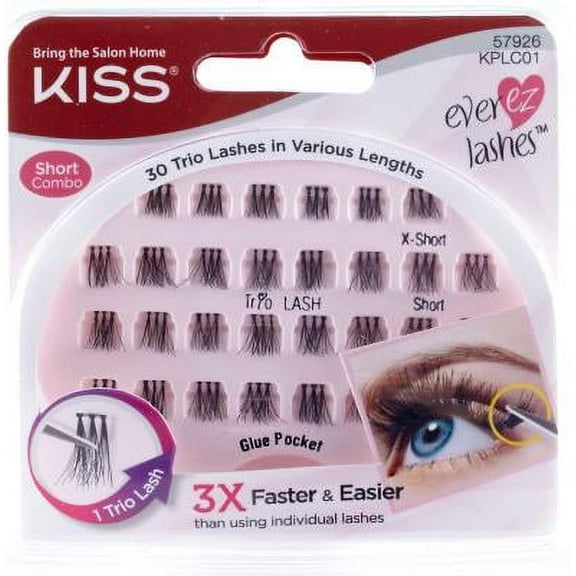 Kiss Ever EZ Lashes Trio Eye Lashes, Short Combo, 30 Ea