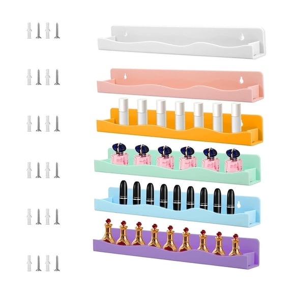 Pack of 6 Space Saving Floating Wall Rack for Beauty Product Display Easy Installation Nails Polishes Storage Stand