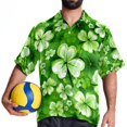 thumbnail image 4 of Saint Patrick's Day Men's Short Sleeve Button Down Poplin Hawaiian Shirt for Summer Beach, Casual Printed Unisex Style, 4 of 6