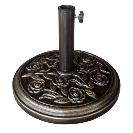 Palm Design Umbrella Base - International Concepts Rose Designed Umbrella Stand, Bronze