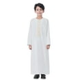 thumbnail image 2 of Boys Kaftan Thobe with Pockets Long Sleeve Crewneck Button Down Kaftan Boys Thobe with Chest Pocket, 2 of 9