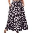 thumbnail image 2 of Cueply Women's Plus Size Casual High Waist Tie Front Long Skirts with Pockets Flowy Summer Pleated Tiered Elastic Skirt, 2 of 9