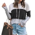thumbnail image 1 of Women Color Block Drawstring Long Sleeve Hoodies Shirts, 1 of 2