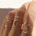 thumbnail image 4 of K-KED 1-10Pcs Gold Crystal Butterfly Moon Star Rings Set Knuckle Women Delicate Jewelry Gift US-#4 3Pcs/Set, 4 of 9