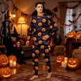 thumbnail image 2 of Matching Halloween Pajamas Set for Whole Family, Breathable Long Sleeve Halloween Family Pajamas with Pumpkin Bat Print, Classic Family Halloween Pajama Set Party, 2 of 4