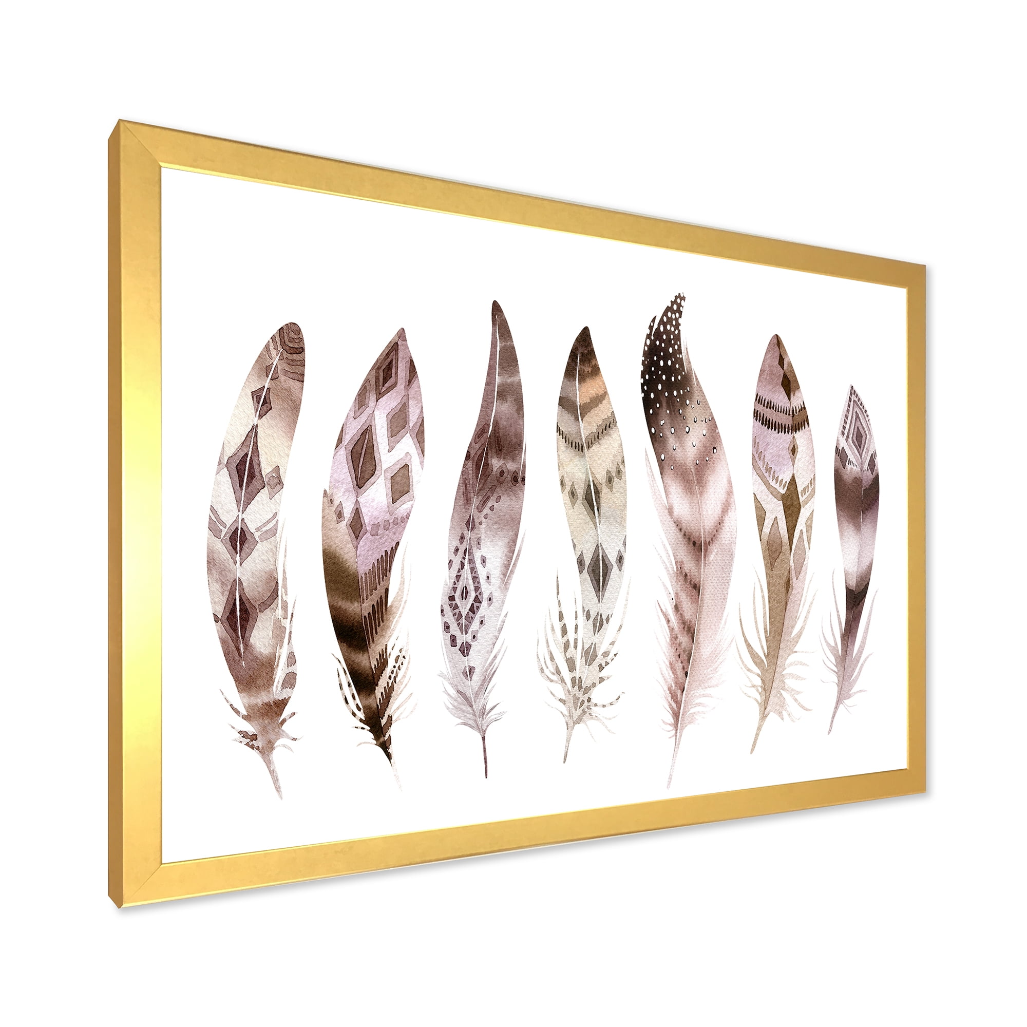 Designart 'Colourful Boho Art Feather Set X' Bohemian & Eclectic Framed Art Print