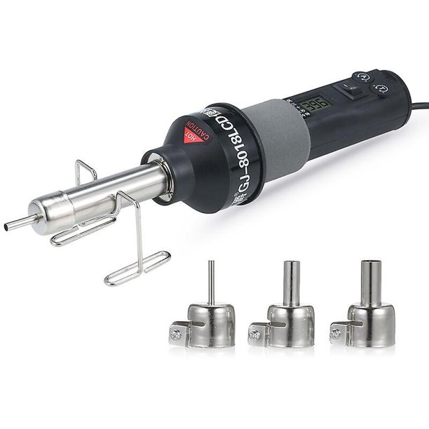 450w Pistola de calor de soldadura con control de temperatura portátil 450 Herramienta Estación de retrabajo de aire caliente Herramienta de desoldar Smd con boquillas Pantalla digital LCD Electron,11 Feliz Sencillez