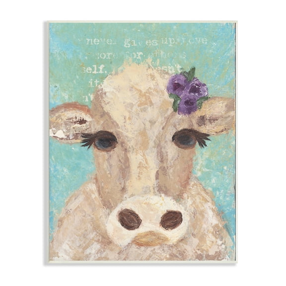 Stupell Industries Farmhouse Cow Painterly Portrait Wall Plaque Art, 13 x 19, by Cassandra Cushman