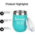 thumbnail image 3 of Boss Day Gifts for Women, Because Work Stainless Steel Wine Tumbler, Boss Day Gifts Christmas Birthday Gifts for Boss Lady Gag Female Manager Leader, Office Gift for Coworker Staff(12oz, Mint), 3 of 6