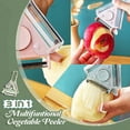 thumbnail image 3 of Juego de cuchillos peladores de verduras 3 en 1 con cuchillas giratorias, cómodo mango antideslizante, removedor de ojos de patata y construcción de acero inoxidable - Herramienta de cocina, 3 of 7
