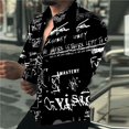thumbnail image 1 of Camisa de hombre con solapa de letra para exteriores, ropa de calle de manga larga con estampado de botones, diseñador de moda, informal, transpirable, 1 of 6