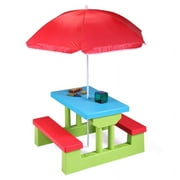 CRO Decor Colorful Kids Table Sets Folding Outdoor Picnic Table with Umbrella