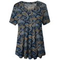 thumbnail image 4 of Pompotops Haut/chemise à Manches Courtes Col en V Imprimé Mode Grande Taille pour Femmes Été Liquidation, 4 of 5