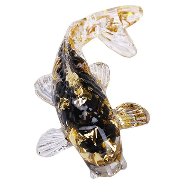 Adorno de resina en forma de pez - Grava de cristal natural, decorativo para oficina/coche/fiesta/tarta, pequeña idea de regalo