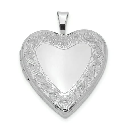 925 Sterling Silver Rhodium-Plated Twisted Rope Edge Heart Locket
