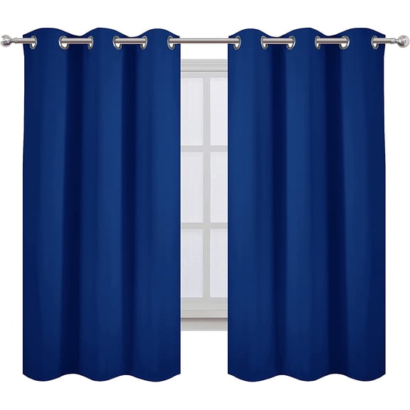 SHIYOU-Blackout Curtains 40 x 63 inch/Royal Blue Curtains Set of 2 Panels/Thermal Insulated Room Darkening Bedroom Curtains