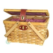 Vintiquewise Picnic Basket With Red White Plaid Lining