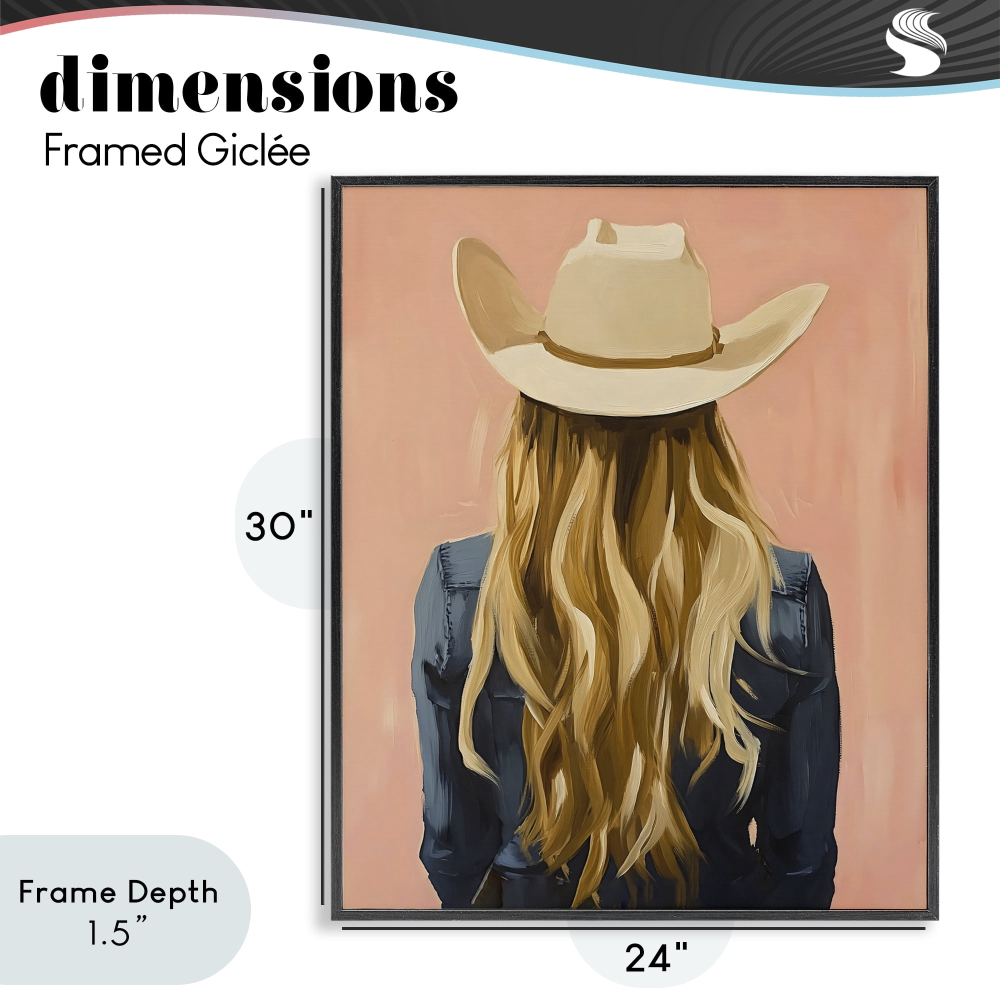 Stupell Industries Blonde Cowgirl Back View Black Framed Giclee Art, design by The Prints Vibe