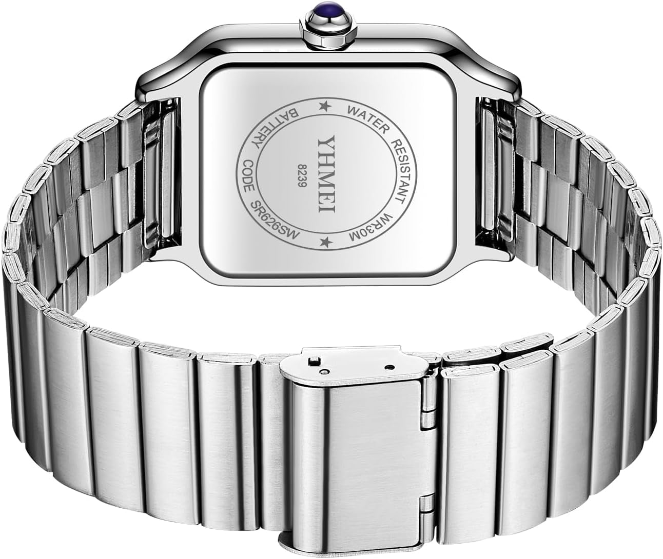 Unisex Classic Square Roman Numerals Silver Analog Waterproof Watches for Women Men Stainless Steel Strap Date Display Casual Wristwatch