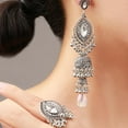 thumbnail image 3 of Jhumka Long Tassel Bell Earrings Vintage Jhumki Bollywood Traditional Ethnic Dangle Drop Bohemian Chandelier Earring for Women Oxidized Crystal Wedding Party Festival Indian Jewelry Gift, 3 of 6