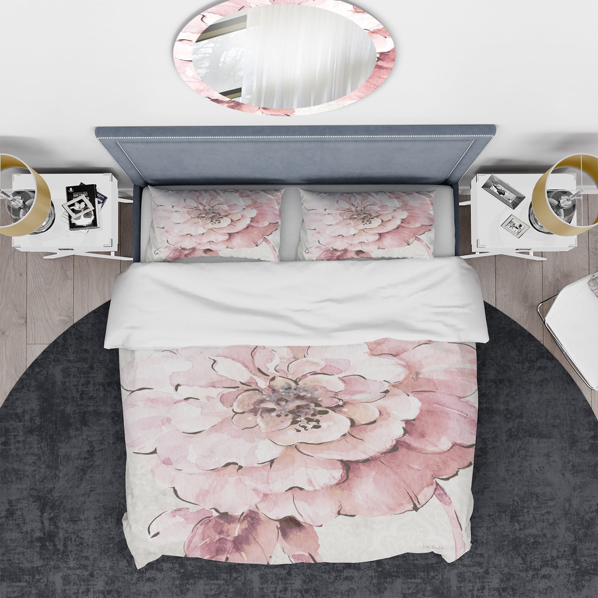 Designart 'Indigold Shabby Peonies Pink' Shabby Duvet Cover Set