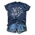 thumbnail image 4 of Women's T Shirts 2026 Summer Floral Dandelion Print Short Sleeved Crewneck Top Trendy Casual Stretch Loose Fit Basic Tees, 4 of 4