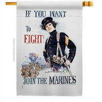 28 x 40 in. Join the Marines House Flag with Armed Forces Marine Corps Double-Sided Decorative Vertical Flags Decoration Banner Garden Yard Gift