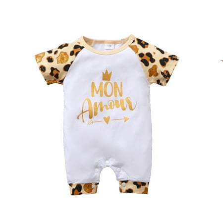 

Toddlers Boys Clothes Baby Girls Short Sleeves Letter Print Romper Jumpsuit