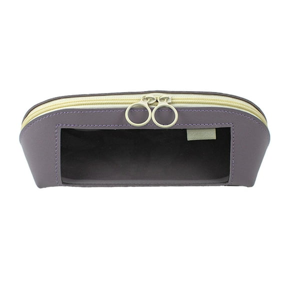 Qholemyo Leather-textured Pencil Case - Transparent Window, Waterproof Large Capacity Student Stationery Box