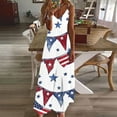 thumbnail image 2 of Save On 4Th of July Patriotic Dress for Women Independence Day Shirts American Flag Graphic Sundress Spaghetti Strap V-Neck Dresses Baggy Boho Beach Vacation Sun-Dress Maxi Dress, 2 of 5