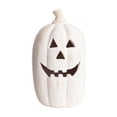 thumbnail image 2 of Halloween Jack O Lantern Pumpkin Decor, White Resin Pumpkin Decoration with Flameless Candle Light, Farmhouse Fall Decor for Indoor Outdoor Table, Shelf, Mantel and Porch, 2 of 6