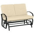 thumbnail image 2 of Outsunny Patio Glider Bench with Padded Cushions and Armrests, Outdoor 2-Person Swing Rocking Chair Loveseat with Sturdy Frame, Beige, 2 of 9
