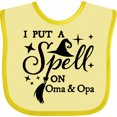 thumbnail image 3 of Inktastic I Put a Spell on Oma and Opa Witch Hat and Broom Boys or Girls Baby Bib, 3 of 4