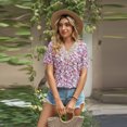 thumbnail image 2 of FJUCHAI Chemises Imprimées pour Femmes Été Décontracté Col Rond Manches Courtes Blouses Mignonnes Florales Tops Amples, 2 of 10