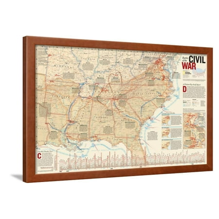 Civil War Artwork - 2005 Battles of the Civil War Framed Print Wall Art By National Geographic Maps