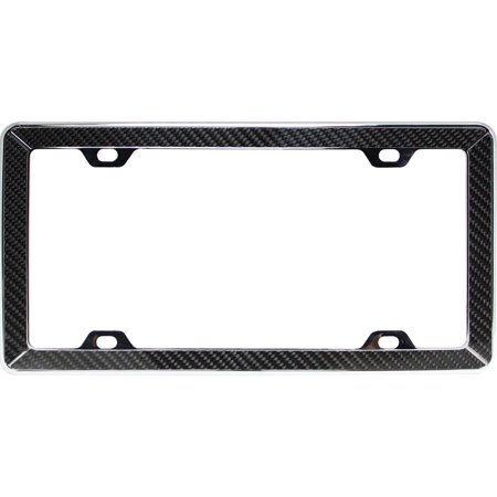 License Plate Frames Carbon Fiber On Chrome Metal Decorative