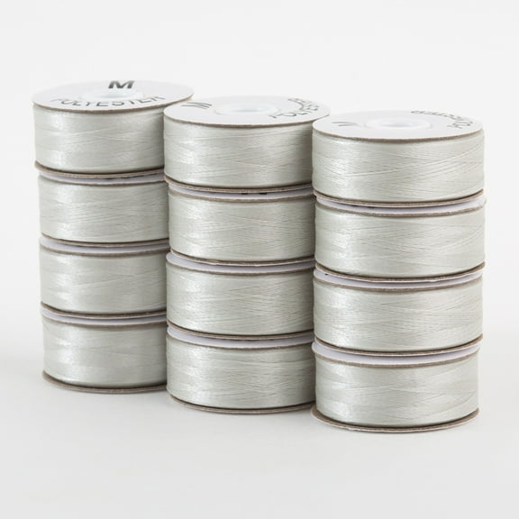 SuperBobs Polyester M-Style Bobbin 12 Pack Silver