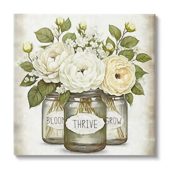 Stupell Industries Bloom Thrive Grow Country Flowers Botanical & Floral Painting Gallery Wrapped Canvas Print Wall Art