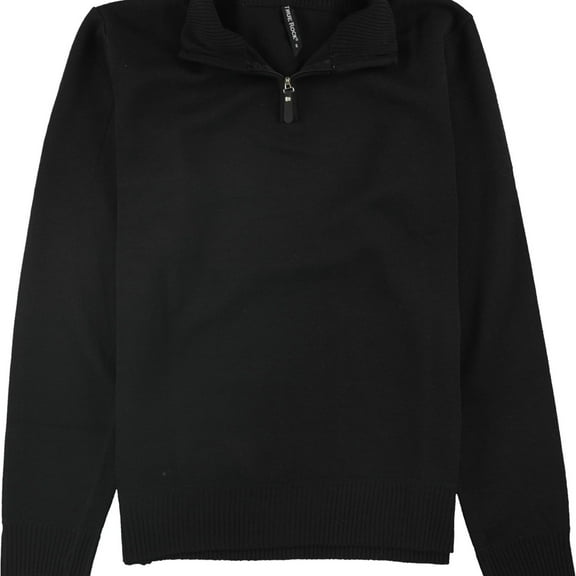 True Rock Mens Solid Mockneck Pullover Sweater, Black, Small