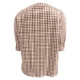 thumbnail image 5 of felwors Cotton 3/4 Sleeve Button Down Shirts for Women Gingham Plaid Striped Tops V Neck Casual Loose Blouse (Brown, XXL), 5 of 7