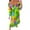 Green, variant on AOOCHASLIY Ladies Dress Clothes Fashion Women's Summer 3/4 Sleeve Loose Elastic Waist V-Neck Print Casual Dress