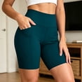thumbnail image 2 of Hurxie Biker Shorts Women Tummy Control Workout Shorts Women with Pockets High Waisted Yoga Running Gym Compression Navy,M, 2 of 7