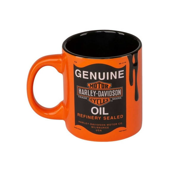 Harley-Davidson Oil Can Bar & Shield Logo 18 oz. Ceramic Coffee Mug - Orange, Harley Davidson