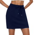 thumbnail image 1 of TZEWGL Womens Solid Linen Mini Golf Skirts Drawcord Low Elastic Waist Shorts A Line Skorts With Pockets For Female size S, 1 of 7