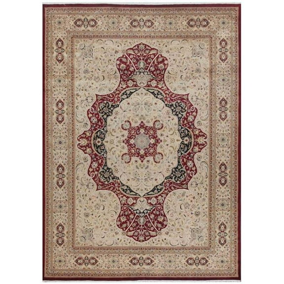 Tabriz Collection Hand-Knotted Lambs Wool Area Rug